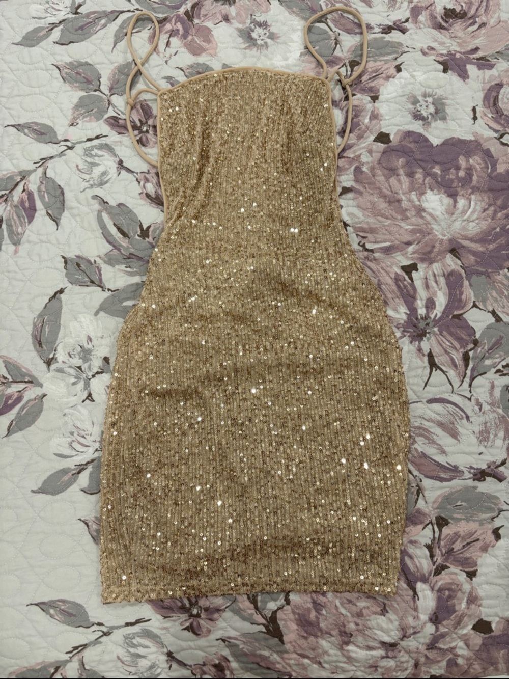 Sequin Bodycon Mini Dress - Gold